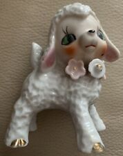Vintage 1950's Porcelain Lamb with Bells & Flowers JAPAN picture