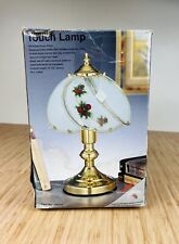 NEW Vintage 3-way Touch Lamp 2 Sets Of Glass Panes Flowers Brass Color Open Box picture
