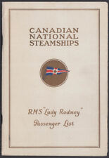 Canadian National Steamships RMS Lady Rodney Passenger List Jamaica 9/28 1929 picture