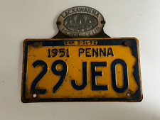 1951 1952 Pennsylvania License Plate with Metal Lackawanna Motor Club AAA Topper picture
