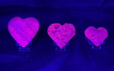 Set Of 3 Honeycomb Ruby Hearts With Stands 221 Grams UV Reactive picture