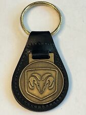 RARE 1960s-1970s VINTAGE”DODGE” RAM HEAD/HORN KEYCHAIN/KEYRING/FOB/LEATHER METAL picture