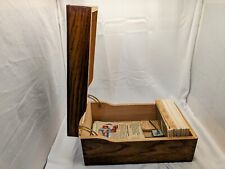 Vtg. Wooden Index Card 3”x5” Recipe File Catalog Box Dovetail-Stamped OWL picture