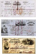 Group of 5 Different Checks with Revenues - Check - Checks with Revenue Stamps picture