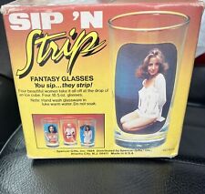 Vintage Sip N Strip Nude Drinking Glasses Spencer Fantasy High Ball 1984 In Box picture