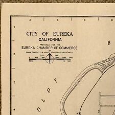 Vintage Map Eureka California Chamber Of Commerce Street Planning  1947 picture