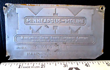 MM Minneapolis Moline Power Implement Co. Serial Number Plate ID Tag Sign Emblem picture