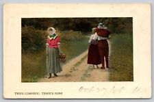 Postcard Two's Company Three's None Valentine's Series Card Embossed UDB UNP A14 picture
