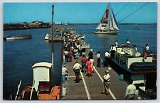 Inlet Pier Atlantic City New Jersey NJ Sailboats & Fishing Boat Crowded Postcard picture