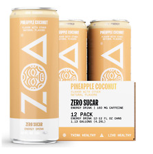 ZOA Zero Sugar Energy Drinks Pineapple Coconut Sugar Free with Electrolytes picture