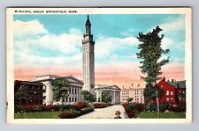 Springfield, MA-Massachusetts, Municipal Group Clock Tower, Vintage Postcard picture