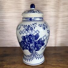 Beautiful 10” Blue and White Ginger Jar with Lid picture