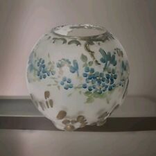 Vintage Satin Glass Hand Painted Footed Round Globe Vase picture