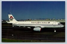 America West Airlines Airbus A320 Sky Harbour Airport Phoenix AZ 1990 Postcard picture