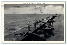 1941 Sidewalk At Sea Fishing Pier Concrete Pathway Port Arthur Texas TX Postcard picture