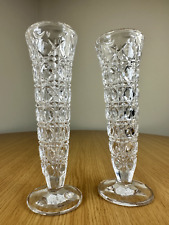Vintage ABP Cut Glass Footed Vase Pair~ 7.5