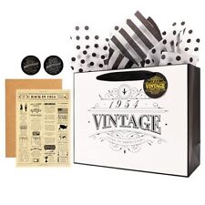  70th Birthday Gift Wrap Bag Vintage 1954 with 70th Birthday Card Matching  picture