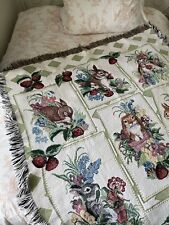Vintage Picken Bunny Rabbit Quilt Throw Blanket Cottagecore Strawberry Floral picture