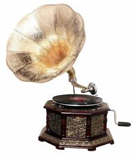 Replica HEX Gramophone Embossed Player 78 rpm phonograph Brass Horn Vintage picture