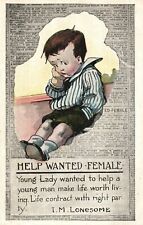 Vintage Postcard 1930's Help Wanted Female Make Worth Living IM Lonesome Comics picture