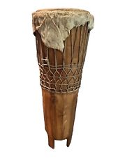 Tribal Hawaii Animal Hide & Wood Bongo Conga Drum Handmade 39” Good Sound  VTG picture