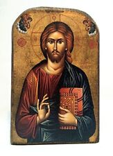 Handmade Wooden Greek Christian Orthodox Mount Athos Icon of Jesus Christ /Mp2_5 picture