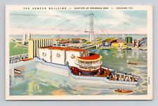 Postcard Armour Building 1933-1934 Chicago World Fair, Vintage Linen J13 picture