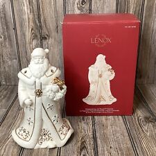 Lenox Florentine And Pearl Lit Christmas Santa Figurine 24k Gold Accents picture