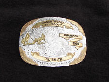 Authentic Cowboy Trophy Champion Belt Buckle Ranch Rodeo Heeler Ft. Scott 1993 picture