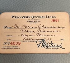 1897 Wisconsin Central Lines  Railway Annual Pass Wm. Rauschenberger Mayor picture