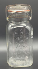 Vintage 1896 Royal Trademark By AG Smalley & Co Quart Jar~Glass Lid & Bail picture