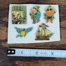 Vintage Genuine Sea World Pirate Parrot Pin Lot of 5 Metal Pinback Set 80s picture
