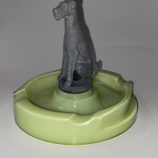 Antique green onyx solid Russian Borzoi Wolfhound Ashtray Deco 1930 picture