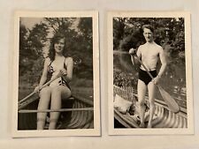 C. 1942 LAKE LURE, NORTH CAROLINA Vintage Photo Husband & Wife Canoeing Lot of 2 picture