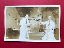 RARE c1920 American BEER HALL WOOD KEG Brewery BAR RPPC PHOTO Brewers BARTENDER  picture