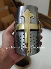 Mini Medieval Knight Templar Metal Crusader Decorative Helmet W/ mason's cross picture