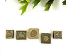 5Pc Antique Brass Jewelry Making Stamping Dye Original Old Hand Crafted Engraved picture
