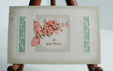 Antique 1910 All Good Wishes Postcard Embossed Posted One Cent Stamp picture
