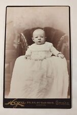 Antique Cabinet Card Photo Well Dressed Christening Gown Victorian Baby Child  picture