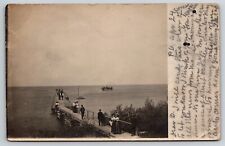 RPPC People Walking up New York Pier to Ferry Boat c1907 Postcard RPP100 picture