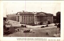 Post Card United States Treasury Washington DC. Black & White Card Old Cars picture