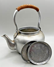 Vintage Mini Aluminum Tea Pot & 2 Scalloped Coasters w/ Ducks & Cattails Design picture