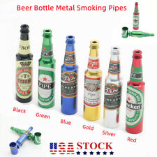 3 Pcs Mini Beer Bottle Smoking Metal Pipes Novelty Collectable Pipe US picture