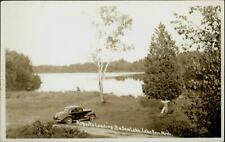 RPPC Lake Ann MI Roberts Landing Bellow Lake antique car real photo postcard picture