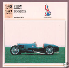 1928-1932 Riley Brooklands Car Photo Spec Sheet Info French Card 1929 1930 1931 picture