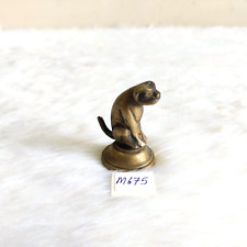 19c Vintage Sitting Dog Brass Statue Figure Rare Collectible Old Decorative M672 picture