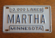 1960s MARTHA Personalized 10,000 Lakes Minnesota Bicycle Bike Metal Plate MN picture