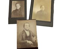Atq Photo Cabinet Cards Black White Two Women One Man OA Walker Photography One picture