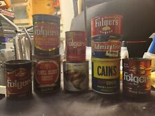 LOT OF 9 - Vintage Coffee Tins - Folgers/Admiration/Jewel/TxLeader/Cains - RARE picture