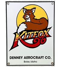 VINTAGE KITFOX PORCELAIN SIGN AEROCRAFT HANGAR AIRPLANES FOX AIRPLANE GAS OIL picture